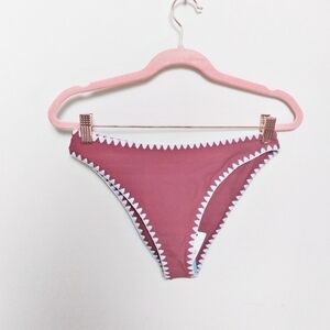 Cupshe Red and White Embroidered Bikini Bottom Size Medium